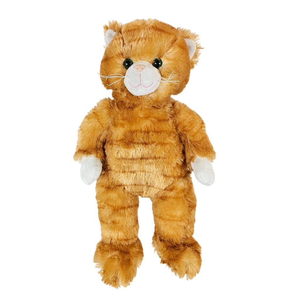 Build-A-Bear Orange Tabby Cat Plush 17" Stuffed Animal Green Eyes Striped Kitty